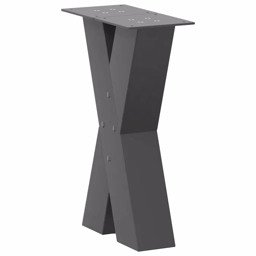 Berkfield Home X-Shaped Steel Coffee Table Legs, Anthracite, 2 Pieces, W/D/H: 28 x 28 x 42-43 cm – 2