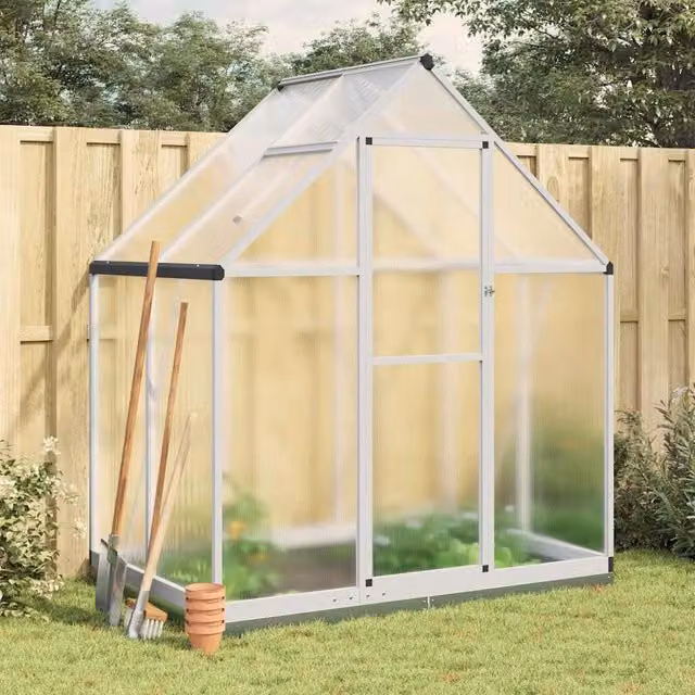 Berkfield Home Silver Aluminium Greenhouse with Base Frame, W/D/H: 169 x 114 x 202 cm – 1