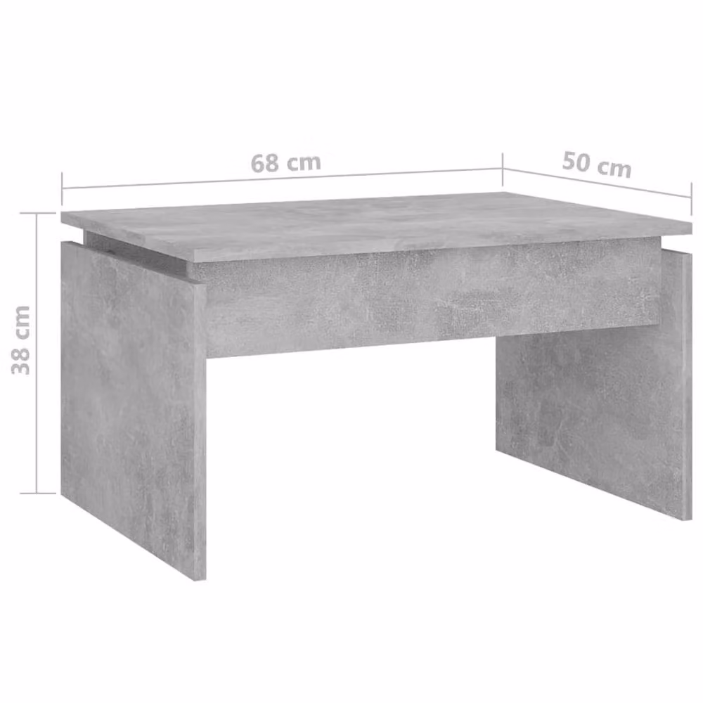 Berkfield Home Modern Rectangular Coffee Table in Grey MDF, W: 68 cm, D: 50 cm, H: 38 cm – 3
