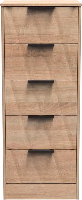 Ready Assembled 2 U Washington 5 Drawer Tall Bedside Chest in Light Oak – 1