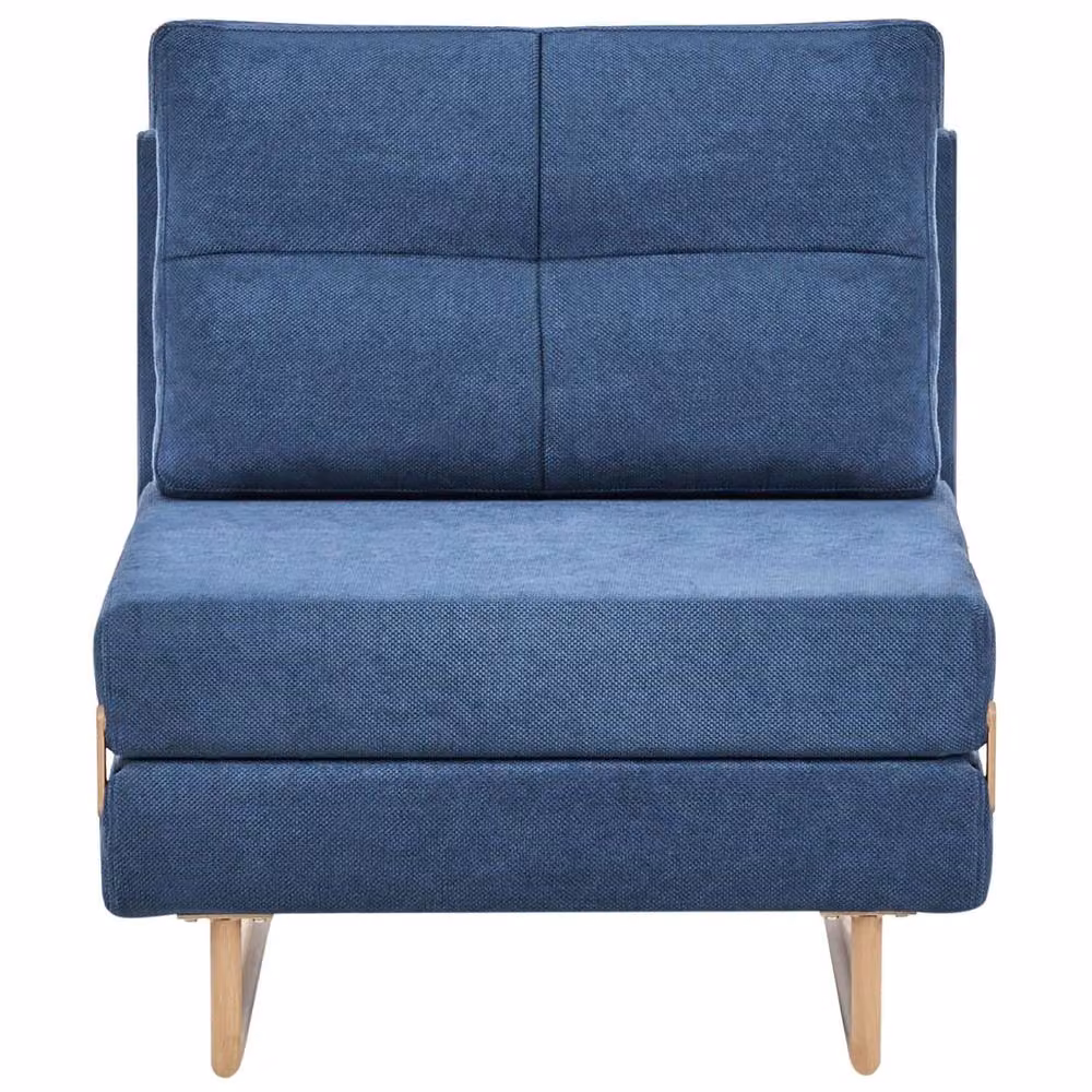 Wyld and Coco Blue Fabric Single Sofa Bed with Five-Position Reclining Backrest and Metal Frame – 2