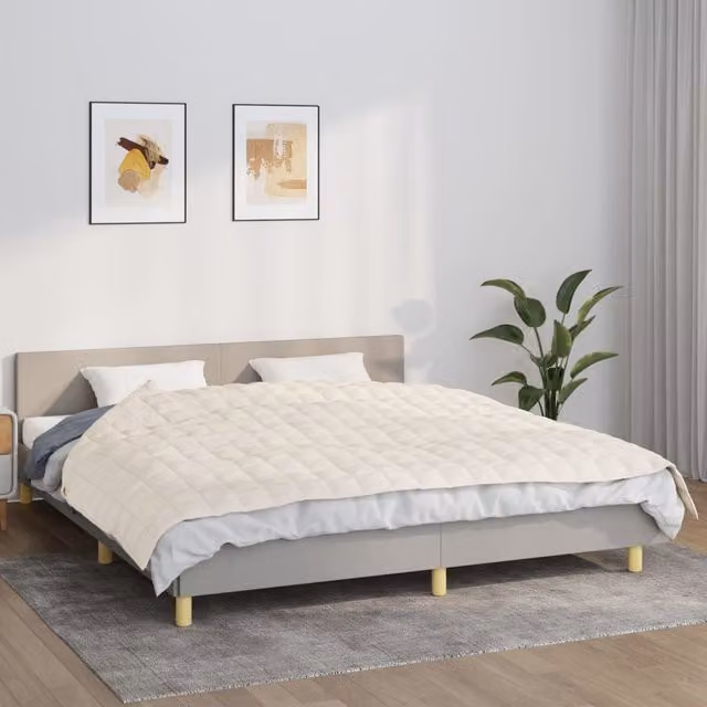 Berkfield Home Weighted Blanket in Beige, 155 x 220 cm, 7 kg