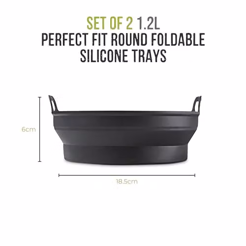 Tower Round Silicone Air Fryer Trays, 2-Piece Black Non-Stick Reusable Liners, T843090 – 8