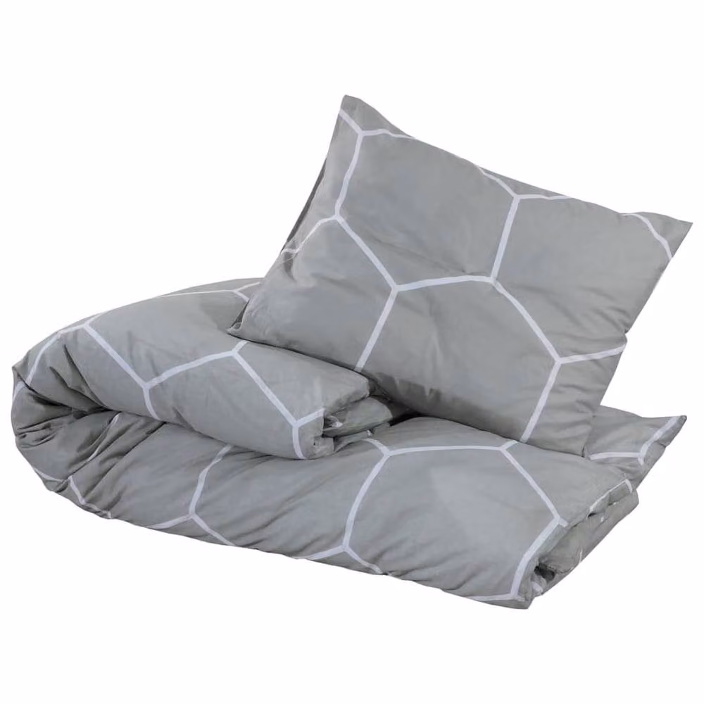 Berkfield Home Grey Cotton Duvet Cover and Pillowcase Set W: 225 cm, H: 220 cm – 2