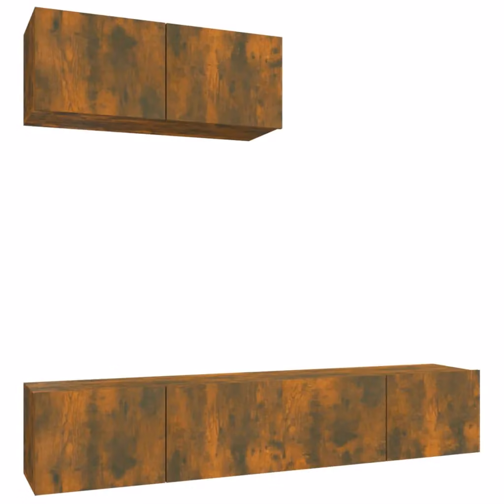 Berkfield Home 3 Piece Smoked Oak TV Cabinet Set in Brown – 2
