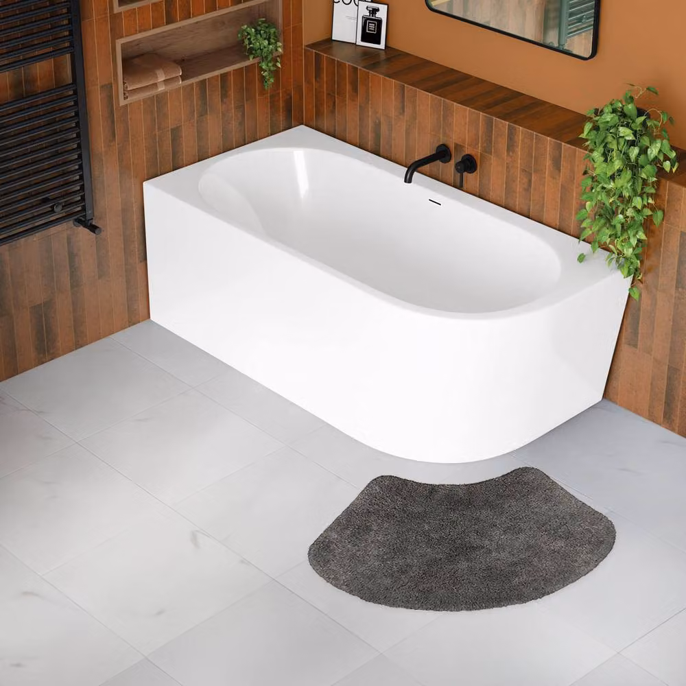 Allure Bath Fashions Curved Cotton Shower Mat in Charcoal Grey, W/D/H: 48 x 80 x 1 cm – 4