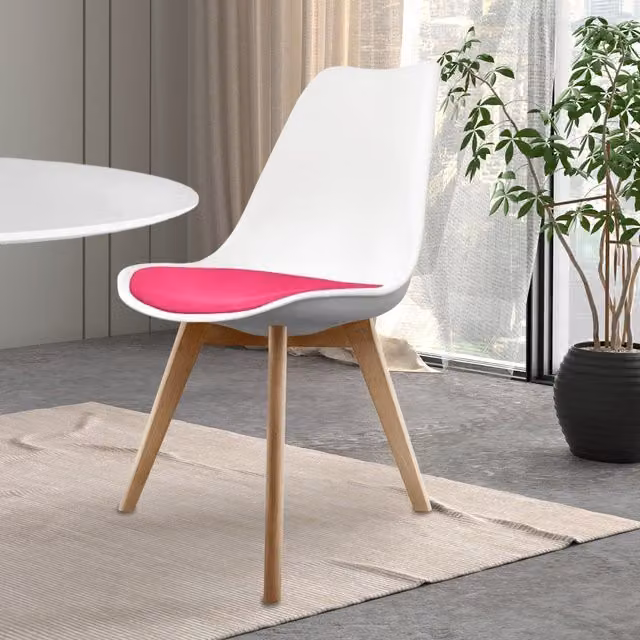 Fusion Living Modern Pink Fabric Dining Chair with Beech Wood Legs