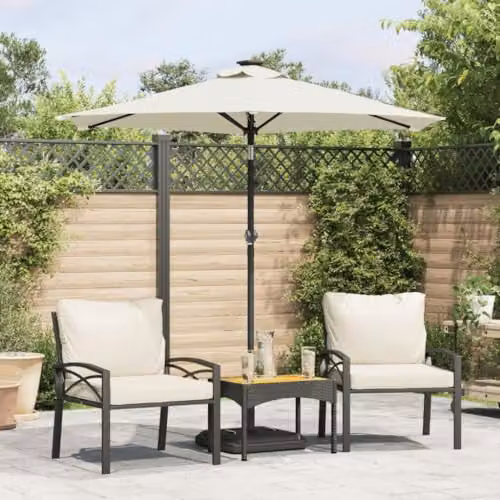 vidaXL Garden Parasol with Steel Pole and Polyester Canopy, White, W/D/H: 225 x 225 x 212 cm – 2