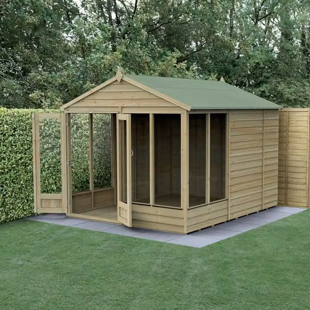 Forest Garden Apex Summerhouse in Brown with Gable Roof and Windows