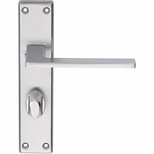 Loops Flat Straight Lever Bathroom Backplate Door Handle, Satin Chrome, W: 180 mm, H: 40 mm