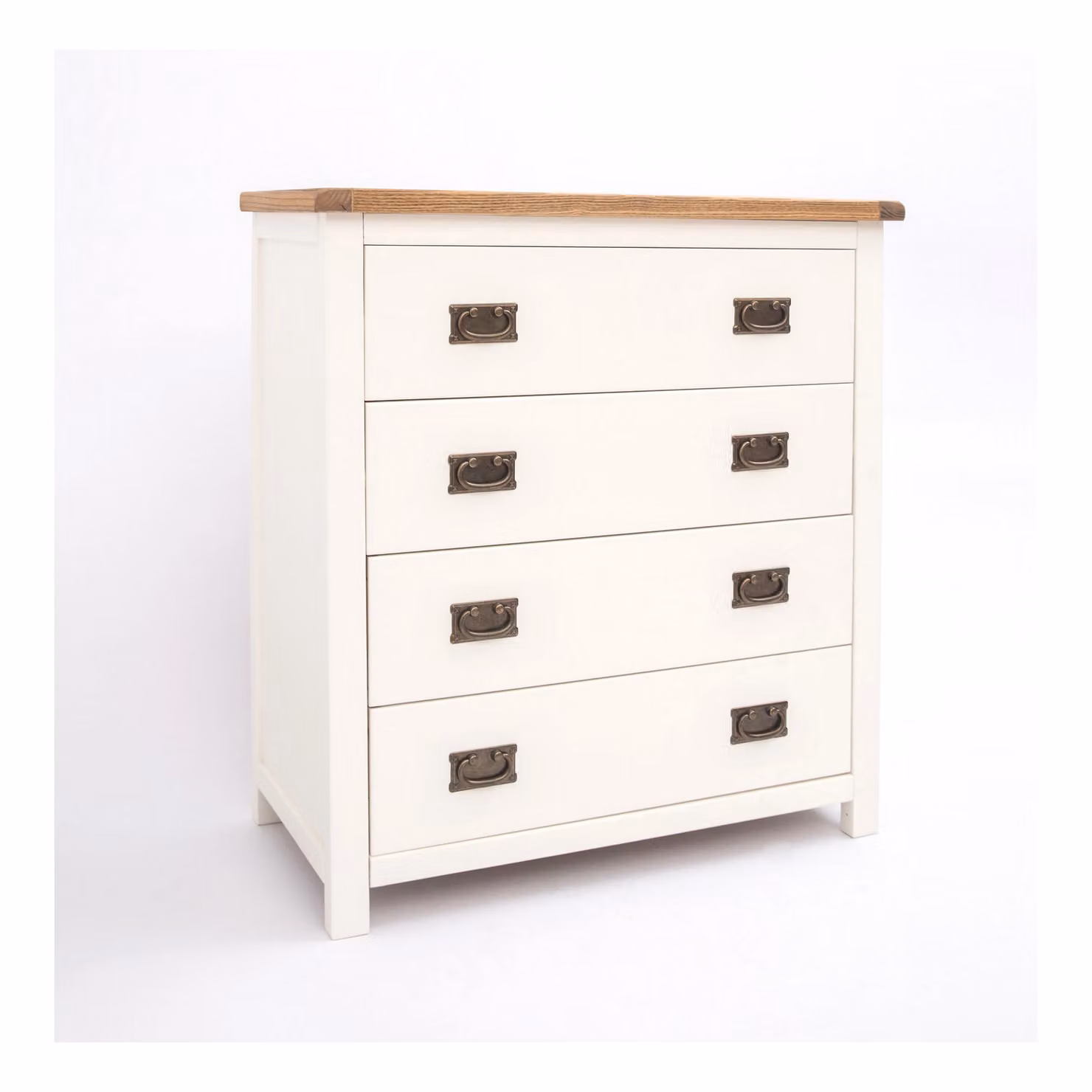 Cabinet Bits Lovere 4 Drawer Chest of Drawers in White with Antique Brass Drop Handles – 2