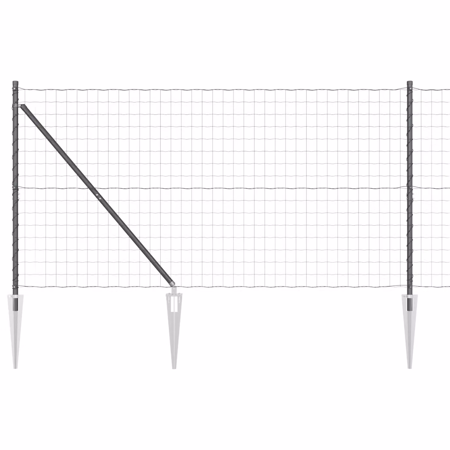 Berkfield Home Euro Fence with 7 Spike Posts, Galvanised Steel, Grey and Silver, W: 10 m, H: 1.4 m – 2