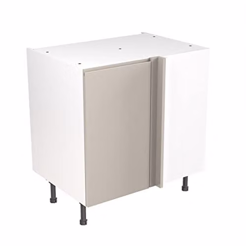 KITCHEN KIT Light Grey Gloss Blind Corner Base Cabinet with J-Pull Soft Close Doors, W/D/H: 80.0 x 65.0 x 87.0 cm