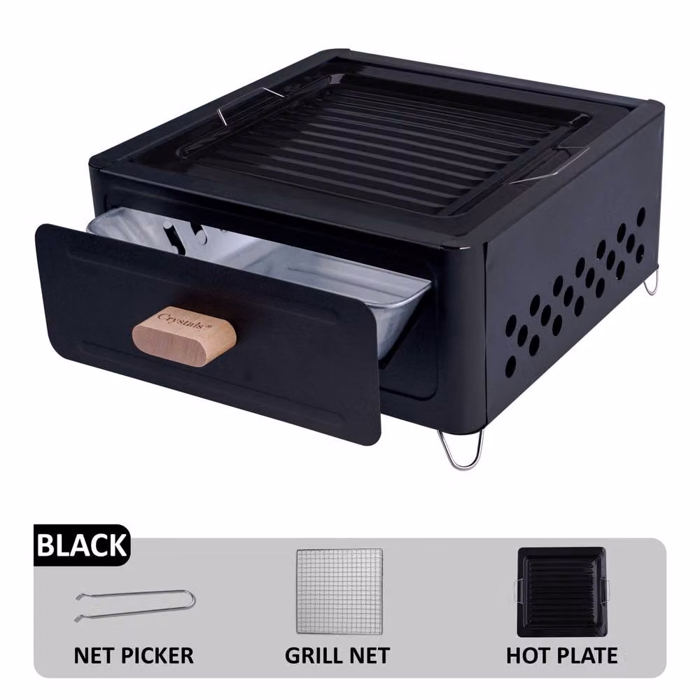 Crystals Portable Tabletop Charcoal BBQ Grill in Black, Enamelled Steel, W/D/H: 31.0 x 31.0 x 15.5 cm – 3