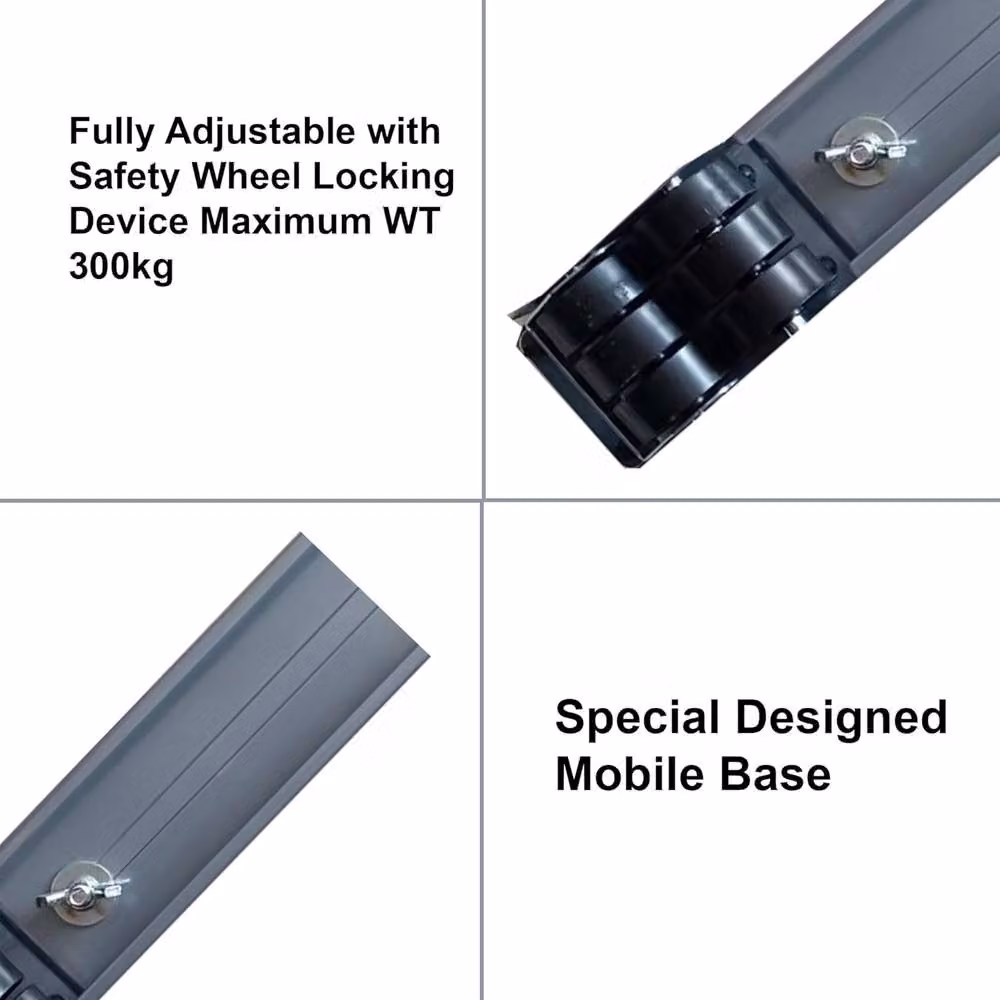 ATEK 2 Pack Heavy Duty Adjustable Appliance Rollers in White and Grey with Metal Brake Wheels for Moving Fridges, Washing Machines and Dryers – 8