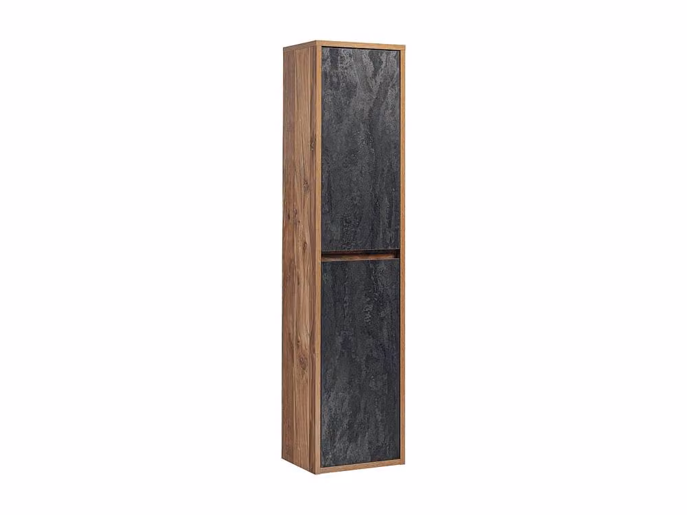 Vente-unique Wall-Mounted Bathroom Unit with Single Basin and Column in Natural Light Oak – 4