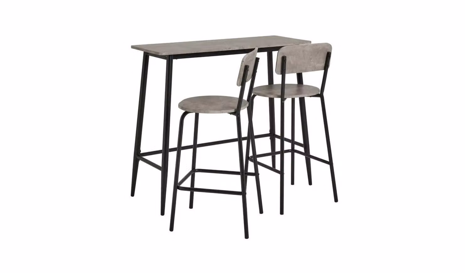 Crowe Grey Dining Table and 2 Grey Stools Kitchen Bar Set with Industrial Concrete Style Finish