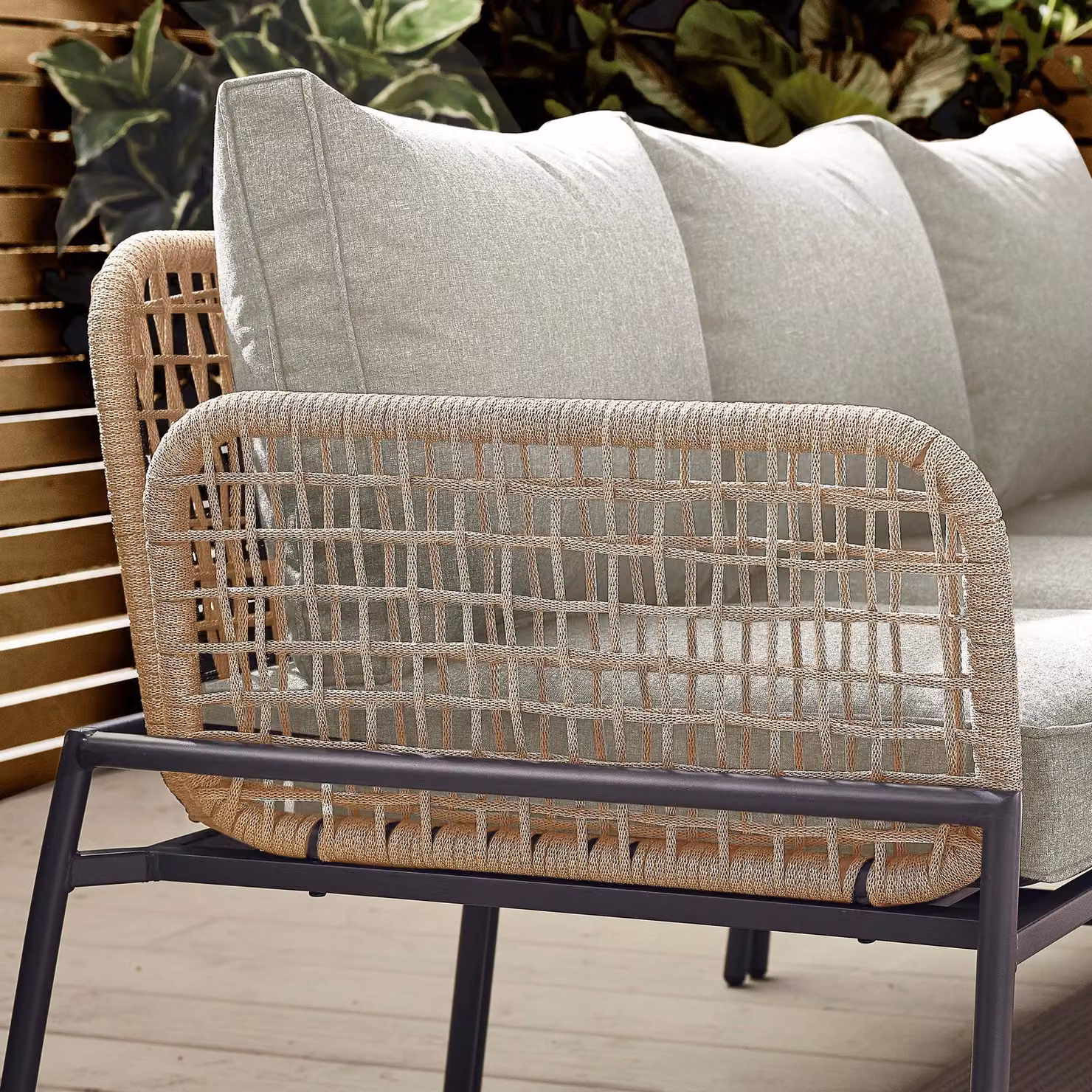 FurnitureboxUK Maldives 5 Seat PE Rattan L-Shape Outdoor Garden Sofa Set with Coffee Table and Ottoman in Beige – 3