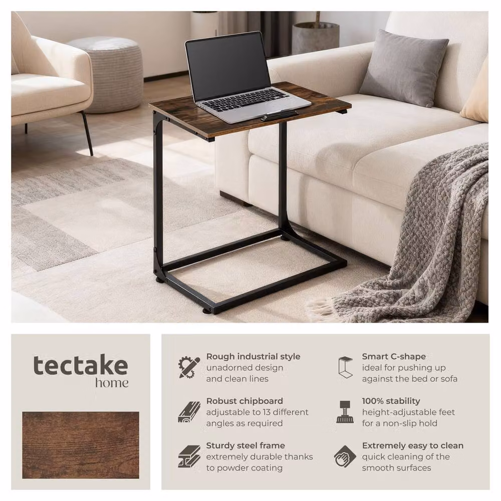 tectake Ruston Industrial Bedside Table in Dark Brown – 2