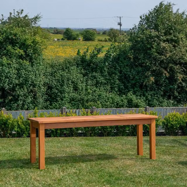 Samuel Alexander Coniston 2 Seater Outdoor Wooden Garden Bench Stool in Brown, W/D/H: 200 x 43 x 36 cm