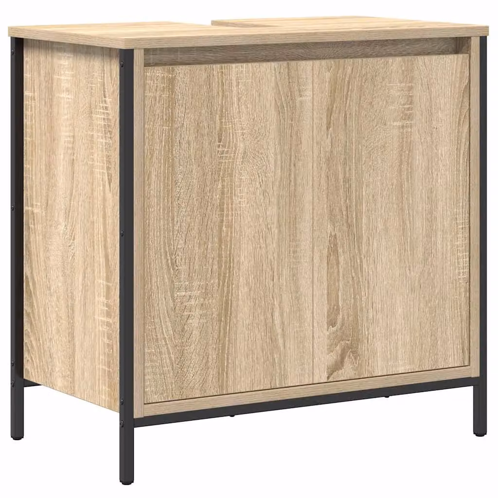Berkfield Home Modern Freestanding Bathroom Basin Cabinet in Sonoma Oak Brown, W: 60 cm, D: 34.5 cm, H: 60 cm – 2