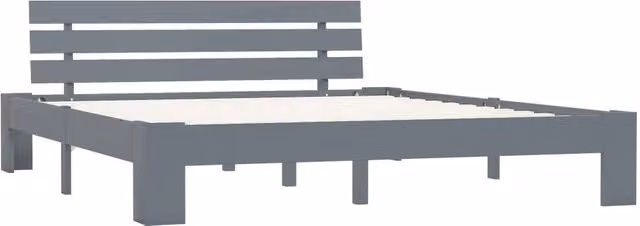 Berkfield Home Super King Bed Frame in Grey Solid Pine Wood, W/D/H: 180 x 200 x 66 cm