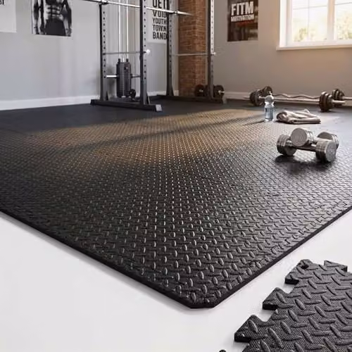 SHATCHI 4 Piece Black Interlocking EVA Foam Exercise Floor Mats, W/D/H: 60 x 60 x 1.1 cm – 2