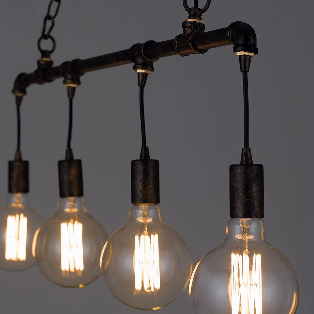 Netlighting AMARCORD Industrial 4 Light Straight Bar Pendant in Brown, W: 86 cm, D: 25.2 cm – 2