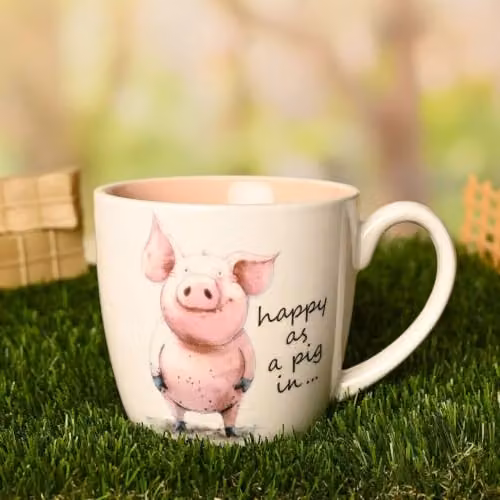 Widdop and Co Multicolour and Pink Funny Pug Mug, 300ml – 2