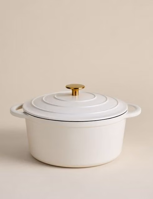 M&S Cast Iron Large Casserole Dish in Cream