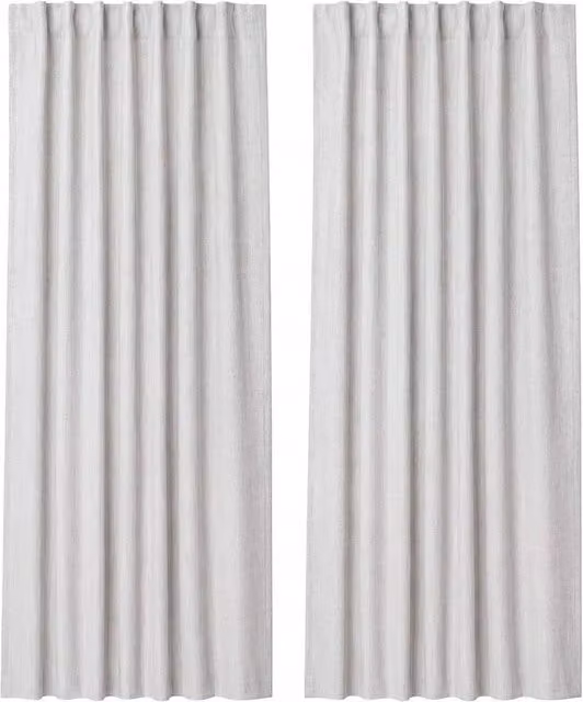 KORVIXA 100% Blackout Thermal Linen Curtains in Light Grey – 1