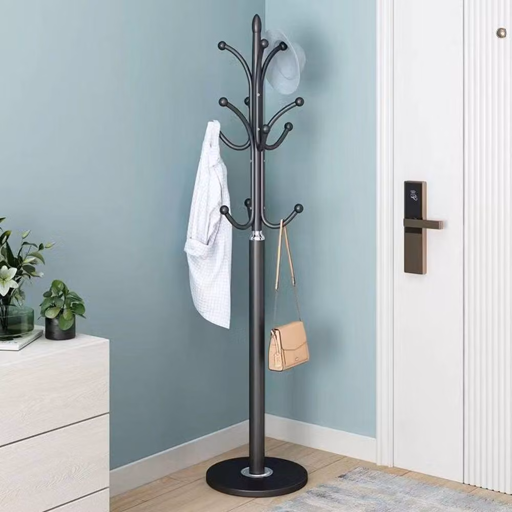 FORGEVIO Metal Coat Hanger and Hat Stand Freestanding Storage Rack in Matt Black – 3