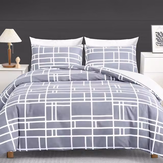 Pamposh Single Double Brushed Microfibre Duvet Cover Set in Mid Grey with Zipper Closure – 1