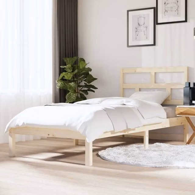 Berkfield Home Single Solid Pine Wood Bed Frame, Brown, W/D/H: 90 x 190 cm