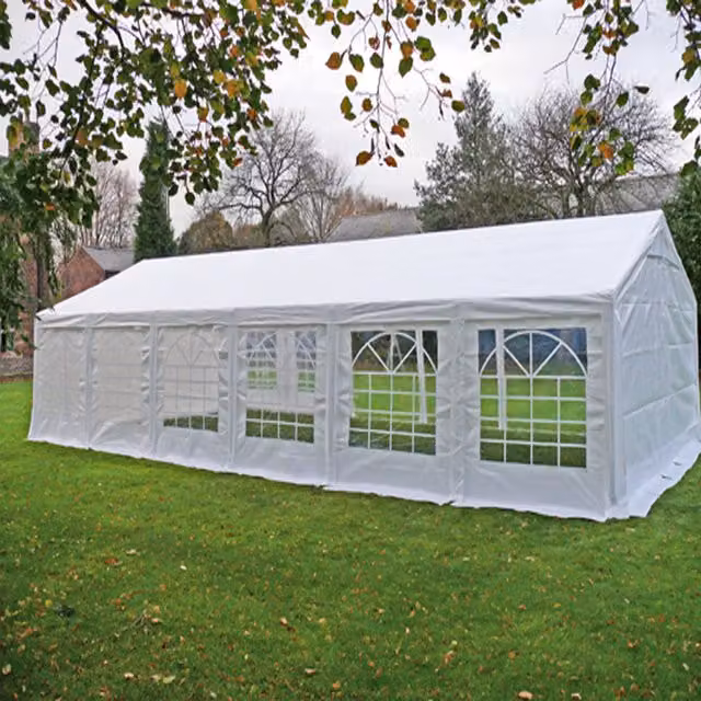 Crocodile Trading Ltd Original Heavy Duty White Marquee with Gable and Window, W: 12 m, D: 4 m
