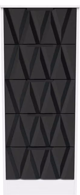 Ready Assembled 2 U Washington 5 Drawer Tall Bedside Cabinet in Black and Gold – 1