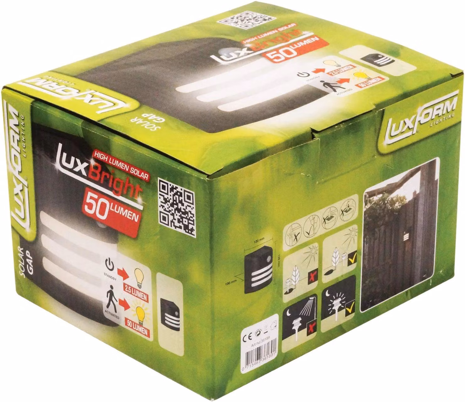 Luxform Solar LED Gap Wall Light with PIR Motion and Dusk Sensor in Black – 3
