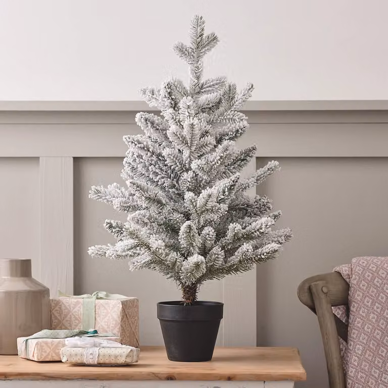 Lights4fun.co.uk Snow Covered Mini Christmas Tree, Green, Height: 60 cm
