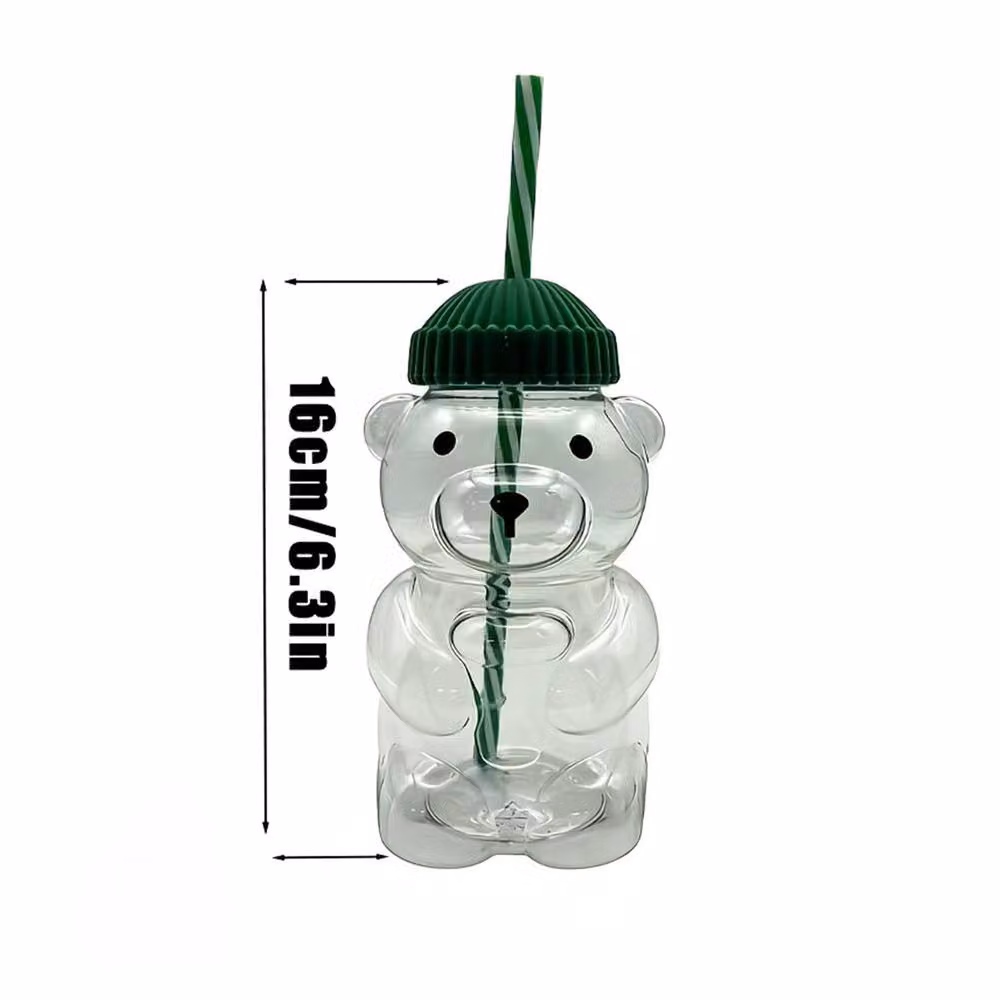 Dragodirect Reusable Bear Straw Tumbler with Lid in Transparent Green – 4