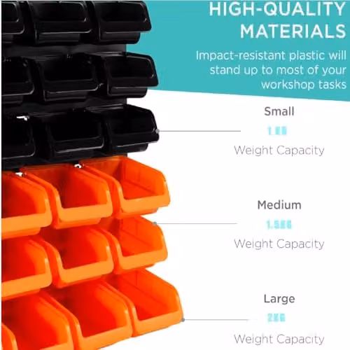 Gr8 Home 44 Piece Wall Mounted Orange Pegboard Tool Organiser and Storage Set – 5