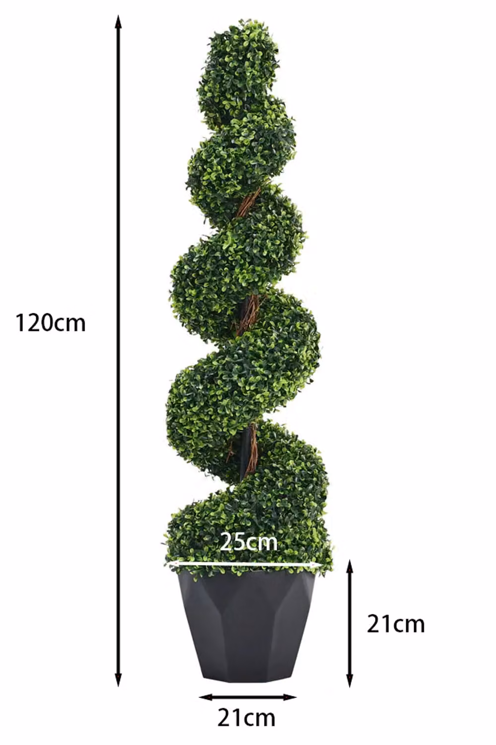 Living and Home 2 Pack Artificial Topiary Spiral Boxwood Trees in Green, Height: 120 cm – 5