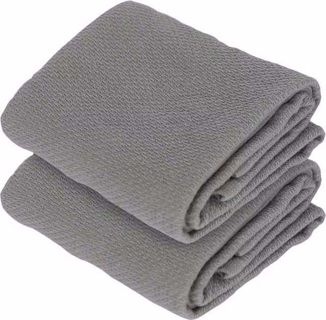 Nicola Spring Highly Absorbent Cotton Tea Towel, Grey, Pack of 2