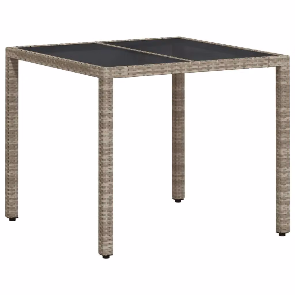 Berkfield Home Modern Garden Table with Glass Top in Light Grey, W/D/H: 90 x 90 x 75 cm – 2