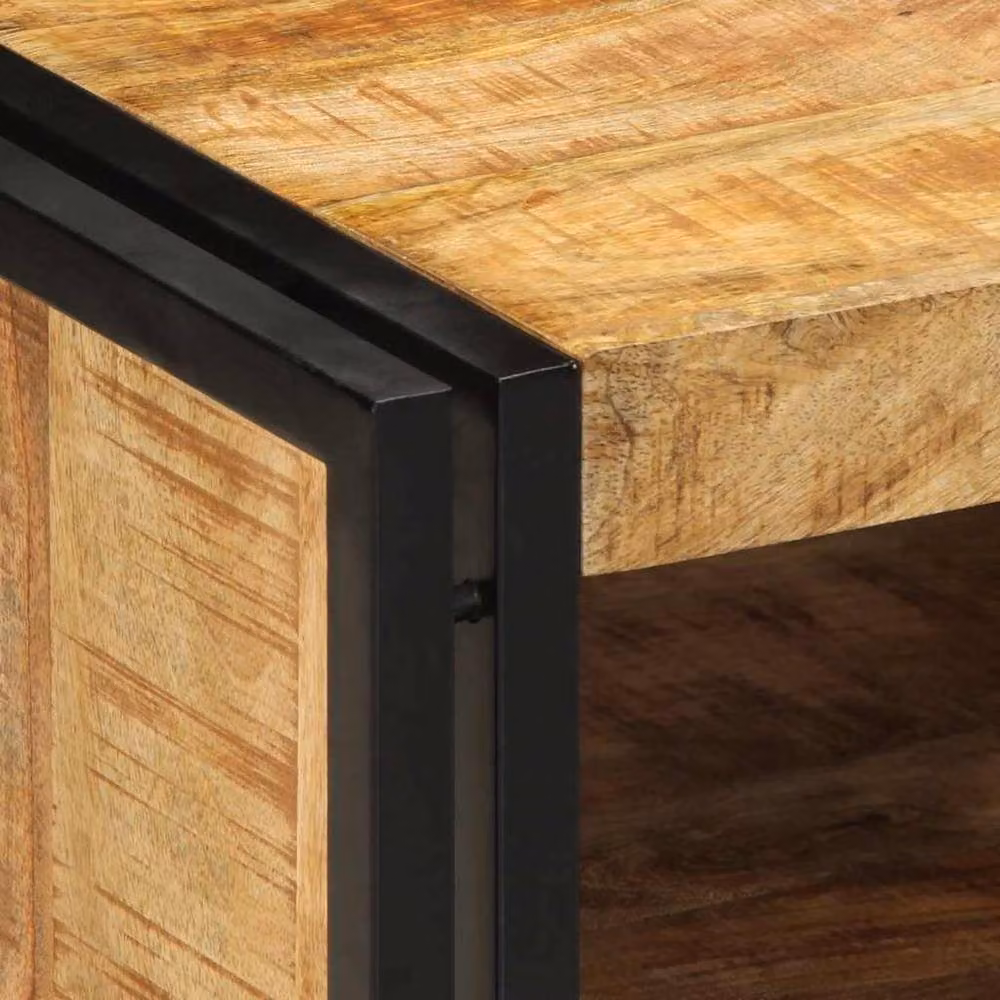 Berkfield Home Rustic Mango Wood Coffee Table, Brown, W/D/H: 50 x 50 x 38 cm – 5