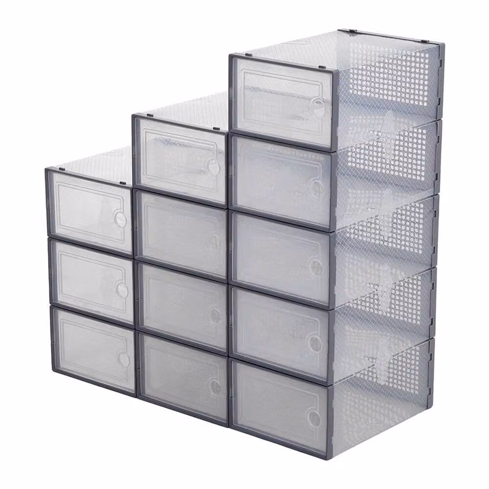 FORGEVIO Grey Plastic Shoe Storage Boxes for Adults, 12 Pack – 2