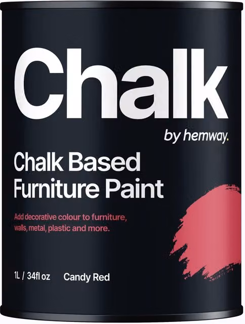 Hemway Chalk Based Furniture Paint in Flat Matt Candy Red, 1L