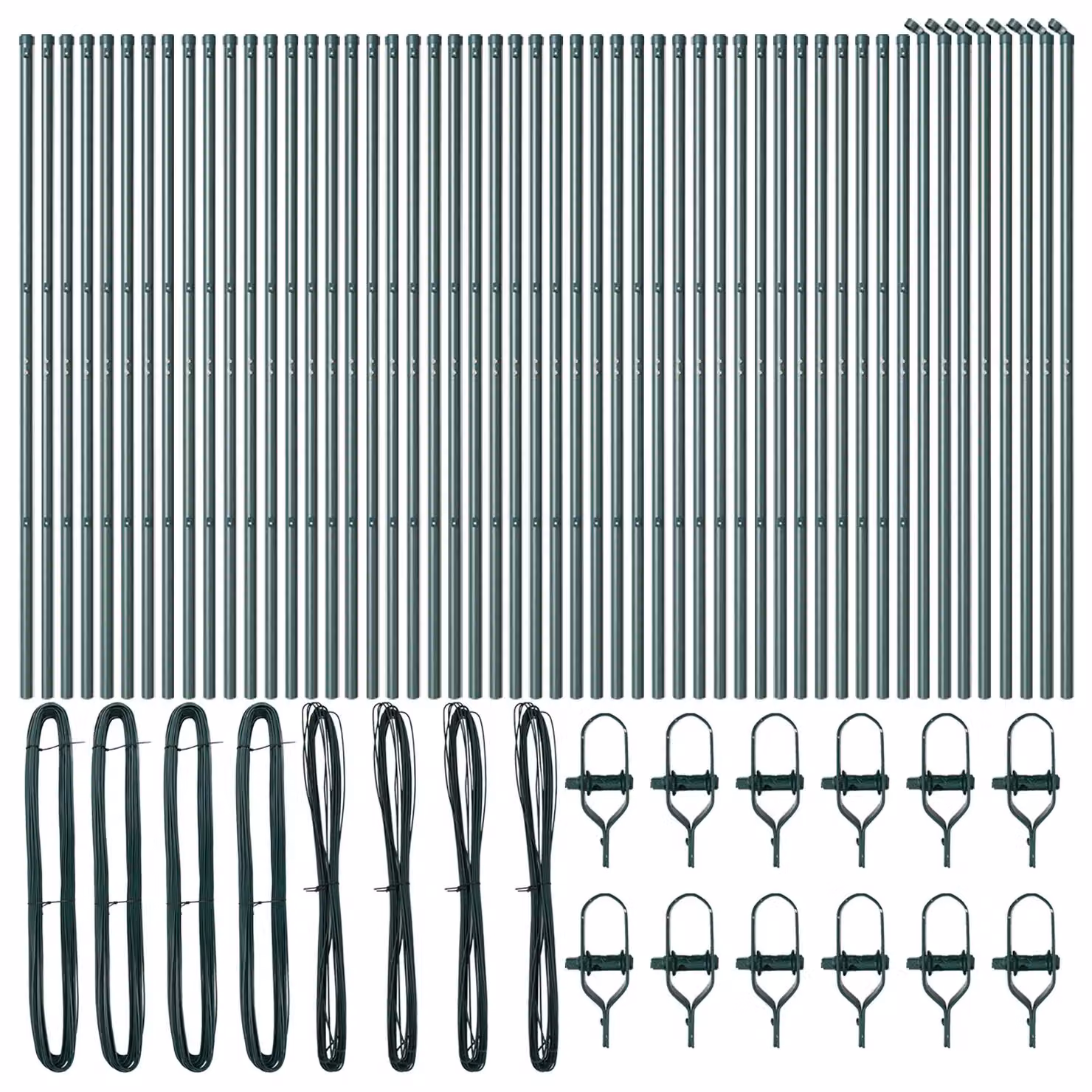 Berkfield Home 52-Piece Green Galvanised Steel Round Fence Posts, Height: 170 cm, Diameter: 32 mm – 2