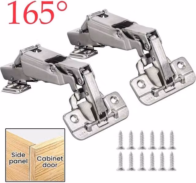 NESTLUNE 2-Piece Soft Close 165 Degree Clip-On Kitchen Cabinet Hinges in Silver – 1