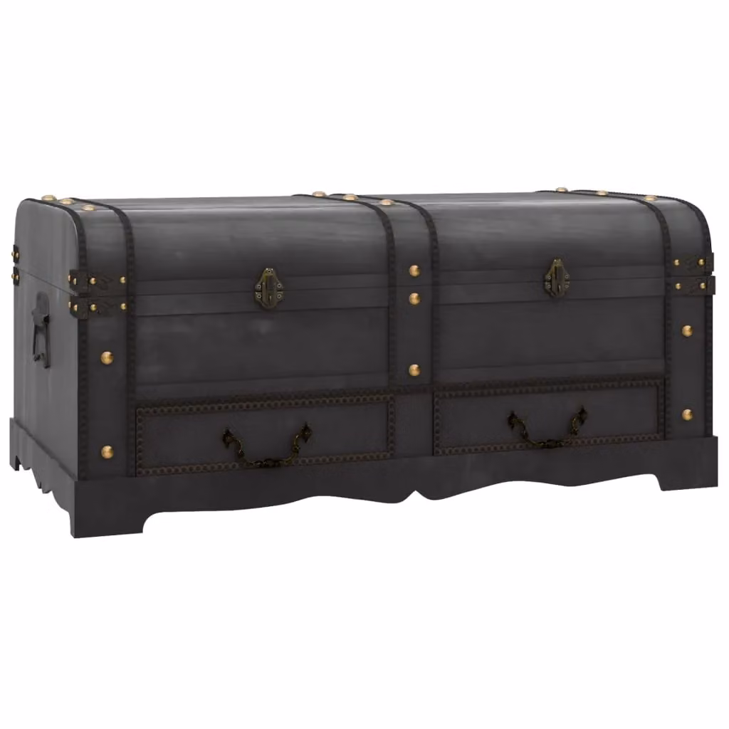 Berkfield Home Large Vintage Wooden Treasure Chest in Black – 2