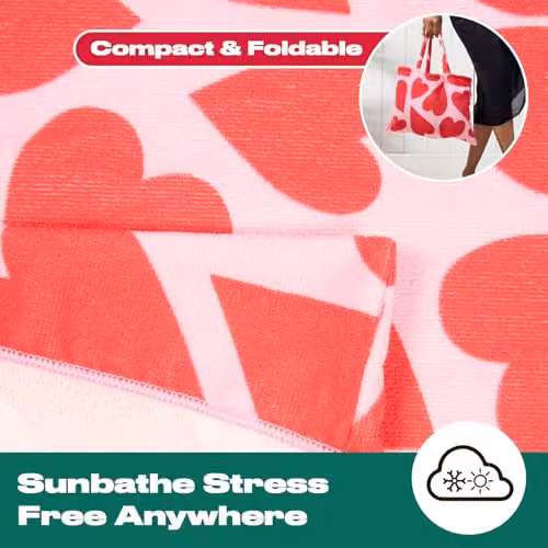 OHS Microfibre Quick-Dry Absorbent Beach Towel in Pink, W 75 cm x L 215 cm – 4